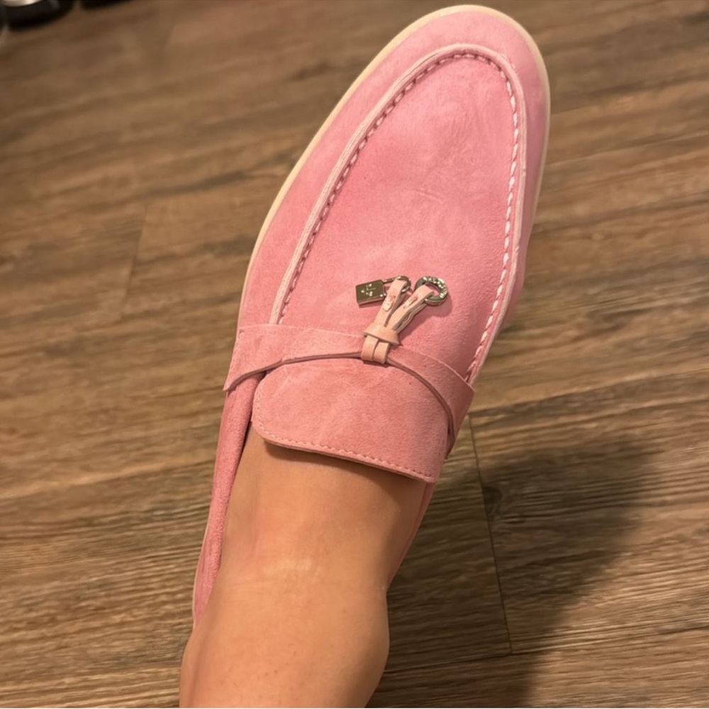 Loro Piana Pink Suede Tassel Loafers